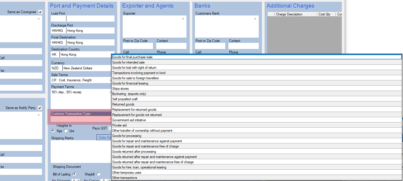 4. [User Data Application] Customs Transaction Type TradeWindow Prodoc